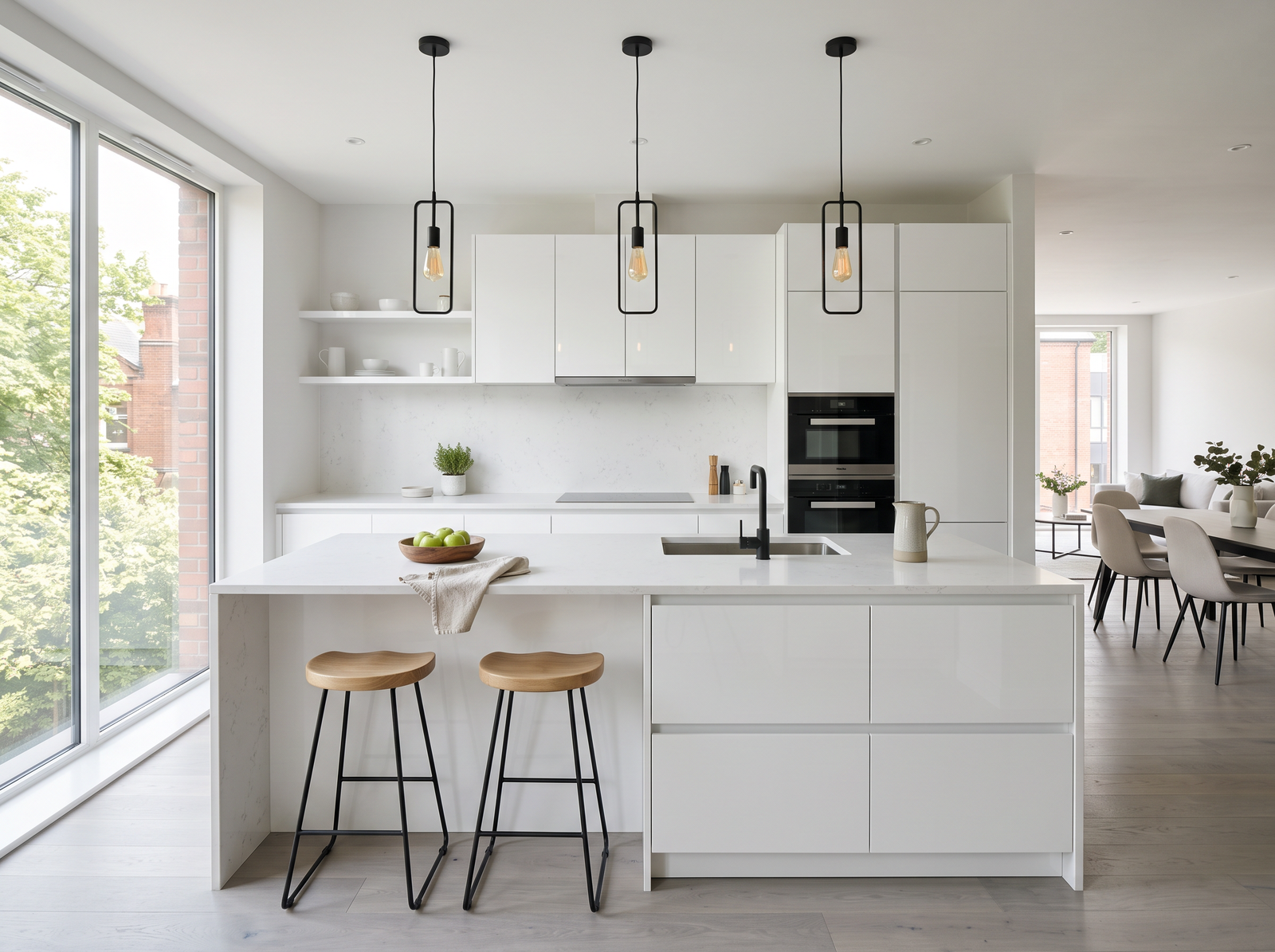 Modern white gloss kitchen in Didsbury